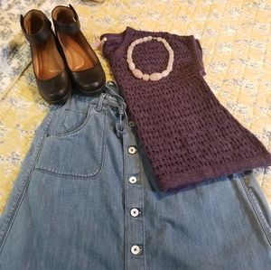 Beautifu Purple Tulle Short Sleeve Knit Top Sz Med